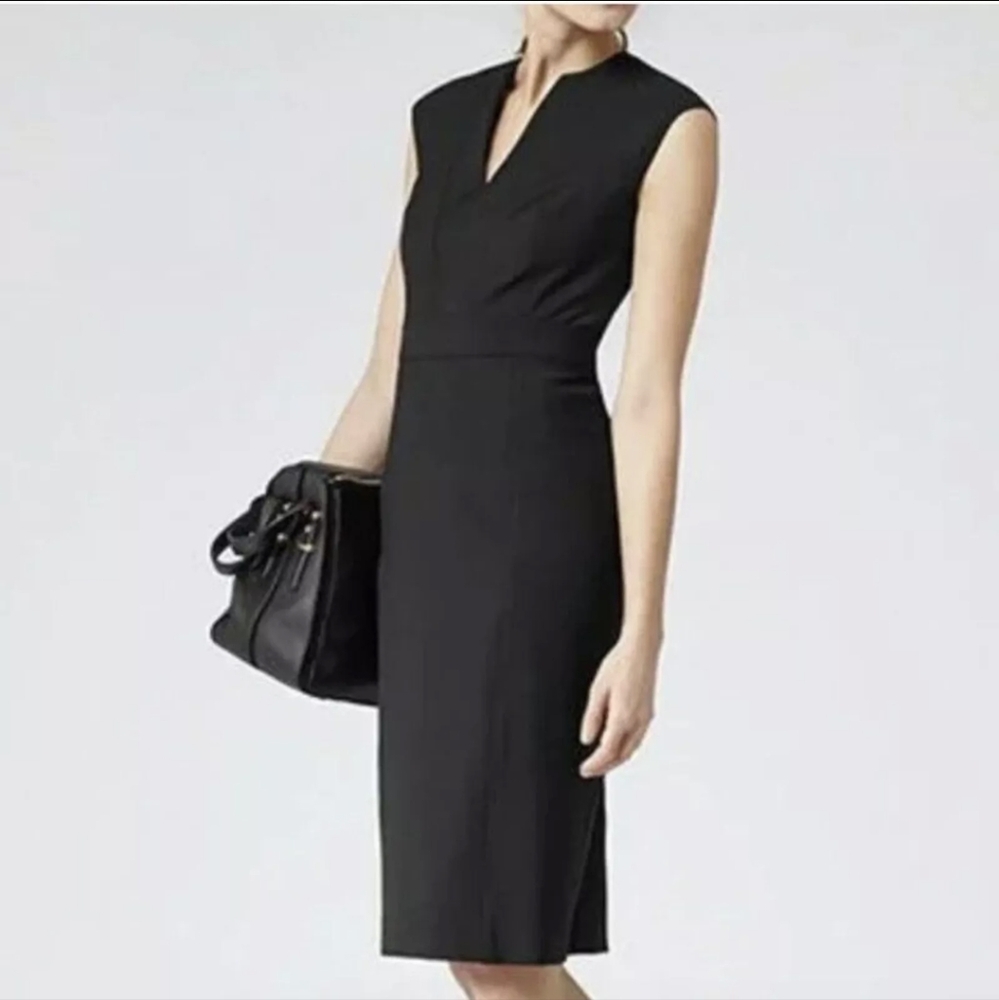 Women's Reiss Bianca Dress Black 10 Sleeveless Sheath Dress Black Work Office